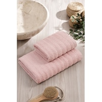 Elart Line Havlu Seti Pamuklu 2 Adet 50x90 Cm Pudra Pudra