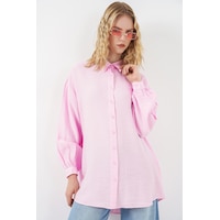 Bigdart Kadın Dokulu Oversize Tunik 5989 - Pembe Bigdart Kadın Dokulu Oversize Tunik 5989 - Pembe