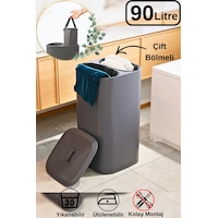 İndecor Houseware Twindecor 2 Bölmeli Kirli Çamaşır Sepeti Yıkanabilir 90 Lt - Büyük Boy Katlanabilir Kirli Sepeti Koyu Gri İndecor Houseware Twindecor 2 Bölmeli Kirli Çamaşır Sepeti Yıkanabilir 90 Lt - Büyük Boy Katlanabilir Kirli Sepeti Koyu Gri