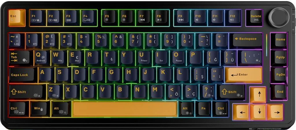 Rampage Quell Siyah Hot Swap 2.4g + Bt Wireless Rgb Gasket Oil Switch Türkçe Q Pbt Keycaps Mekanik Klavye Rampage Quell Siyah Hot Swap 2.4g + Bt Wireless Rgb Gasket Oil Switch Türkçe Q Pbt Keycaps Mekanik Klavye
