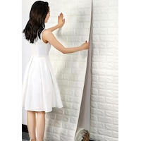 70x500cm Tek Paça Kendinden Yapışkanlı Beyaz Tuğla Desen 3D Duvar Kağıdı Paneli 70x500cm Tek Paça Kendinden Yapışkanlı Beyaz Tuğla Desen 3D Duvar Kağıdı Paneli