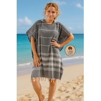 %100 Pamuk Yetişkin Peştemal Panço Bornoz Plaj Havlusu Gri L-xl Gri %100 Pamuk Yetişkin Peştemal Panço Bornoz Plaj Havlusu Gri L-xl Gri