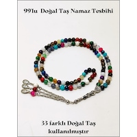 Tesbih Sakarya Doğal Taş Namaz Tesbihi 99'lu Çok Renkli