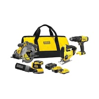 Stanley SFMCK412MDS-QW 1x4.0 Ah 1x2.0 Ah Matkap + Dekupaj + Zımpara + Daire Testere Marangoz Seti Stanley SFMCK412MDS-QW 1x4.0 Ah 1x2.0 Ah Matkap + Dekupaj + Zımpara + Daire Testere Marangoz Seti