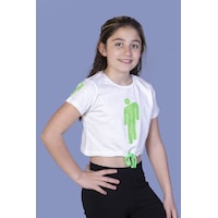 Toontoy Kids Toontoy Kız Çocuk Crop Model Baskılı Taş İşlemeli Tişört Ekru Toontoy Kids Toontoy Kız Çocuk Crop Model Baskılı Taş İşlemeli Tişört Ekru