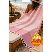 Calmera Çizgili Peştemal Pamuk - Doğal Saçaklı Plaj, Deniz, Havuz, Spa, Sauna, Spor, Seyahat Havlu - Pembe Calmera Çizgili Peştemal Pamuk - Doğal Saçaklı Plaj, Deniz, Havuz, Spa, Sauna, Spor, Seyahat Havlu - Pembe