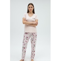 Kompedan Kadın Ring Viskon V Yaka Altı Desenli Kısa Kol Pijama Takımı Pembe 40113-4119 Kompedan Kadın Ring Viskon V Yaka Altı Desenli Kısa Kol Pijama Takımı Pembe 40113-4119