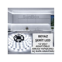 Şerit Led Mutfak Dolabı Tezgah Üstü Tv Arkası Tam Set Adaptörlü Butonlu 5 Metre Beyaz Işık 6500K - Beyaz Işık Şerit Led Mutfak Dolabı Tezgah Üstü Tv Arkası Tam Set Adaptörlü Butonlu 5 Metre Beyaz Işık 6500K - Beyaz Işık