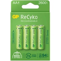 GP Batteries ReCyko 2700 AA Kalem Ni-MH Şarjlı Pil, 1.2 Volt, 4'l GP Batteries ReCyko 2700 AA Kalem Ni-MH Şarjlı Pil, 1.2 Volt, 4'l