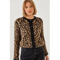 Shade Kadın Leopar Desenli Şardonlu Hırka 241070 60251938 - Siyah-camel Shade Kadın Leopar Desenli Şardonlu Hırka 241070 60251938 - Siyah-camel