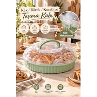 Porsima 0653 Vista Yuvarlak Kek Börek Taşıma Kabı 32 Cm - Mint Yeşili Hamur İşi Fanusu