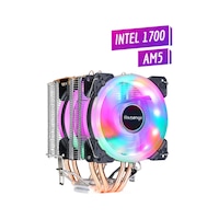 Revenge Cold Frost 602 Kule Tipi 2 Fanlı Rainbow Gaming İşlemci Fanı 4 Bakır Kanallı Cpu Fan Soğutma Sistemi