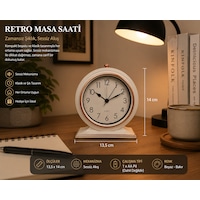 Retro Tasarım Sessiz Mekanizmalı Masa Saati Dekoratif Ve Şık Görünüm Beyaz-rose Retro Tasarım Sessiz Mekanizmalı Masa Saati Dekoratif Ve Şık Görünüm Beyaz-rose