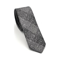 Gaffy Füme Gri Verev Desenli Dokuma Kumaş Mendilli Slim Fit Kravat // SDK-240106 Füme Gaffy Füme Gri Verev Desenli Dokuma Kumaş Mendilli Slim Fit Kravat // SDK-240106 Füme
