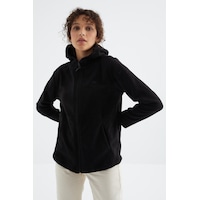 Tommy Life Siyah Kapüşonlu Fermuarlı Rahat Form Kadın Polar Sweatshirt - 97233 Siyah Tommy Life Siyah Kapüşonlu Fermuarlı Rahat Form Kadın Polar Sweatshirt - 97233 Siyah