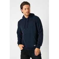 MMetalic Lacivert Erkek Kapüşonlu Kanguru Cepli Sweatshirt MMetalic Lacivert Erkek Kapüşonlu Kanguru Cepli Sweatshirt