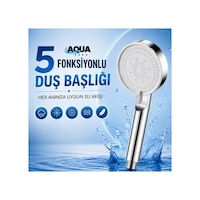 Aqua Sara Krom 5 Fonksiyonlu Yüksek Basınçlı Ayarlanabilir Duş Başlığı Aqua Sara Krom 5 Fonksiyonlu Yüksek Basınçlı Ayarlanabilir Duş Başlığı