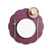 Nakışlı Deri Amerikan Servis 2'li Set Çift Taraflı Yuvarlak Supla 40x40 Cm Vance Bordo Nakışlı Deri Amerikan Servis 2'li Set Çift Taraflı Yuvarlak Supla 40x40 Cm Vance Bordo