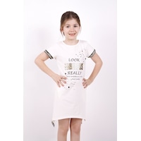 Toontoy Kız Çocuk Fabulous Baskılı Elbise Ekru Toontoy Kız Çocuk Fabulous Baskılı Elbise Ekru