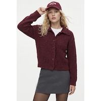 Ritnice Kadın New Robert Yumoş Bordo Polo Yaka Triko Hırka Vişne Ritnice Kadın New Robert Yumoş Bordo Polo Yaka Triko Hırka Vişne