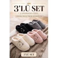 3 Lü Avantajlı Paket Kışlık Peluş Desenli Sessiz Ortopedik Taban Çeyiz Misafir Ev Terliği Seti 3'lü Ayıcık Terlik 3 Lü Avantajlı Paket Kışlık Peluş Desenli Sessiz Ortopedik Taban Çeyiz Misafir Ev Terliği Seti 3'lü Ayıcık Terlik