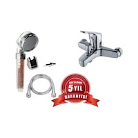 Moonshop 5 Banyo Bataryası + Duş Seti + Fonksiyonlu Duş Başlığı Batarya Seti Krom