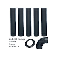 Mat Siyah Emaye Soba 13 Cm Borusu 6 Lı Set Ayna Mat Siyah Emaye Soba 13 Cm Borusu 6 Lı Set Ayna