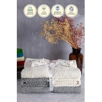 Line %100 Pamuk Luxury 6 Parça Havlu Hamam Seti - Gri Krem Line %100 Pamuk Luxury 6 Parça Havlu Hamam Seti - Gri Krem