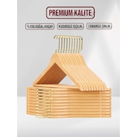 Naturel Ahşap Gold Lama Kancalı Elbise Pantolon Askısı 10 Adet Ahşap Naturel Ahşap Gold Lama Kancalı Elbise Pantolon Askısı 10 Adet Ahşap