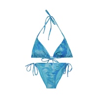 Taşlı İpli Üçgen Parlak Bikini Takımı Mavi Taşlı İpli Üçgen Parlak Bikini Takımı Mavi