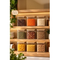 Porsima 5-3 Bambu Vakumlu Kapaklı Kare Borsilikat Cam 9lu Kavanoz Seti Saklama Kabı 750ml 7,5x15cm Ahşap - Şeffaf Porsima 5-3 Bambu Vakumlu Kapaklı Kare Borsilikat Cam 9lu Kavanoz Seti Saklama Kabı 750ml 7,5x15cm Ahşap - Şeffaf