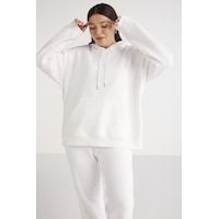 ETHIQUET TEREZABB Kadın Içi Polarlı Yumuşacık Comfort Fit Kapüşonlu Kanguru Cep Beyaz Büyük Beden Sweatshirt ETHIQUET TEREZABB Kadın Içi Polarlı Yumuşacık Comfort Fit Kapüşonlu Kanguru Cep Beyaz Büyük Beden Sweatshirt