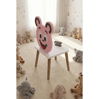 Çocuk Sandalyesi Happy Face Ahşap Ayaklı, Sevimli Figürlü Pembe Çocuk Sandalyesi Happy Face Ahşap Ayaklı, Sevimli Figürlü Pembe