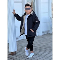 Pina Kids Erkek Çocuk Kürklü Çıkarılabilir Kapüşonlu Oversize Kışlık Mont Km4030 Siyah Pina Kids Erkek Çocuk Kürklü Çıkarılabilir Kapüşonlu Oversize Kışlık Mont Km4030 Siyah