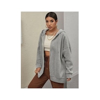 Medinenur Kadın Gri Fermuarlı Sweatshirt Gri Medinenur Kadın Gri Fermuarlı Sweatshirt Gri