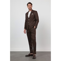 İmza Kahverengi Mono Yaka Keten 6 Drop Slim Fit Yarım Astar %100 Keten Takım Elbise 1001260164 İmza Kahverengi Mono Yaka Keten 6 Drop Slim Fit Yarım Astar %100 Keten Takım Elbise 1001260164