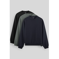 Tommy Life Standart Fit Basic O Yaka 3lü Paket Siyah-lacivert-çağla Erkek Sweatshirt 88053 Siyah-lacivert-çağla