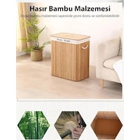 Ezere Bambu Naturel Hasır Çift Bölmeli Katlanabilir Kirli Çamaşır Sepeti 100 Lt Bej Ezere Bambu Naturel Hasır Çift Bölmeli Katlanabilir Kirli Çamaşır Sepeti 100 Lt Bej