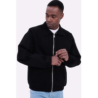 Freemen Erkek Basic Gabardin Kumaş Fermuarlı Oversize Mevsimlik Polo Yaka Ceket Siyah Freemen Erkek Basic Gabardin Kumaş Fermuarlı Oversize Mevsimlik Polo Yaka Ceket Siyah