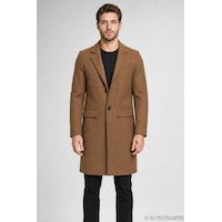 Freemen Erkek Slim Fit Klasik Yaka 3 Düğmeli Uzun Kaşe Kaban-425 Vizon Freemen Erkek Slim Fit Klasik Yaka 3 Düğmeli Uzun Kaşe Kaban-425 Vizon