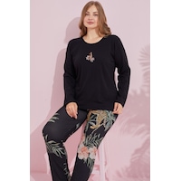 Siyah İnci Pamuklu Curve Büyük Beden Battal Boy Örme Pijama Takım24240733 Siyah Siyah İnci Pamuklu Curve Büyük Beden Battal Boy Örme Pijama Takım24240733 Siyah