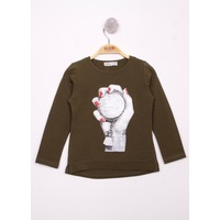 Toontoy Kids Toontoy Kız Çocuk El Baskılı T-shirt Haki Toontoy Kids Toontoy Kız Çocuk El Baskılı T-shirt Haki