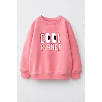 Monila Unisex Çocuk 3 İplik Kumaş Baskılı Pamuklu Sweatshirt Pembe Monila Unisex Çocuk 3 İplik Kumaş Baskılı Pamuklu Sweatshirt Pembe
