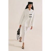 Manuka Düğüm Detaylı Kruvaze Blazer Ceket Ekru Ss26ckt00015-01 No Manuka Düğüm Detaylı Kruvaze Blazer Ceket Ekru Ss26ckt00015-01 No