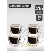 4 Lü Set Kulplu Espresso Bardağı Doppio Ristretto Bardağı Çift Cidarlı Türk Kahvesi Bardak 80 Ml Şeffaf 4 Lü Set Kulplu Espresso Bardağı Doppio Ristretto Bardağı Çift Cidarlı Türk Kahvesi Bardak 80 Ml Şeffaf