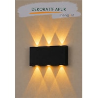 Amber Led Aplik Aydınlatma Çift Taraflı Led Dekoratif Duvar Aplik Siyah
