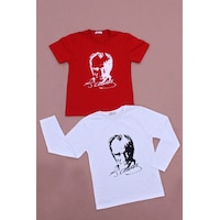 Fyk Kids 2'li Atatürk-imza Farklı Desenli Erkek-kız Çocuk T-shirt Beyaz Kırmızı - Beyaz Fyk Kids 2'li Atatürk-imza Farklı Desenli Erkek-kız Çocuk T-shirt Beyaz Kırmızı - Beyaz