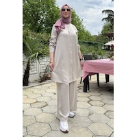 Rabia Şamlı Ezgi Pantolonlu Takım Taş Normal Rabia Şamlı Ezgi Pantolonlu Takım Taş Normal