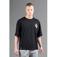 Maraton Sportswear Oversize Erkek Bisiklet Yaka Kısa Kol Basic Siyah T-shirt 22694-siyah Siyah