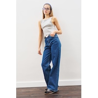 Manuka Dikiş Detaylı Geniş Denim Pantolon İndigo Indigo Manuka Dikiş Detaylı Geniş Denim Pantolon İndigo Indigo